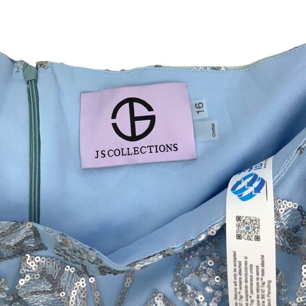 Js Collections Julia Cap Sleeve Column Gown Blue … - image 5